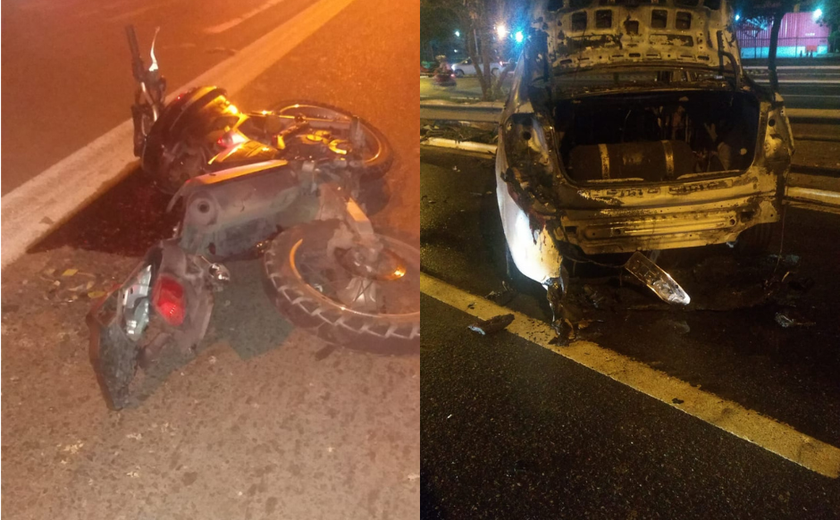 Perna de motociclista é amputada e carbonizada após acidente em Maceió