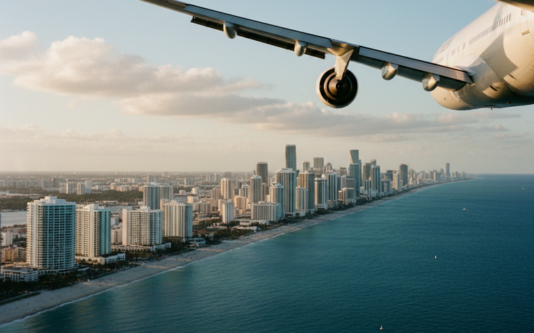 Cruzamento impressionante nos céus de Miami? Só parece!