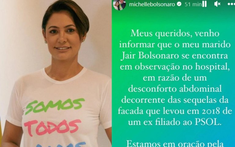 Michelle Bolsonaro confirma no Instagram que ex-presidente está internado nos EUA