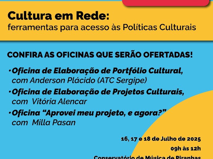 Cultura em Rede: oficinas gratuitas em Piranha vão fortalecer o acesso às políticas culturais