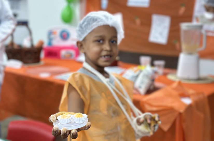 Oficina de Culinária na Pediatria do HGE ensina importância da alimentação saudável a crianças