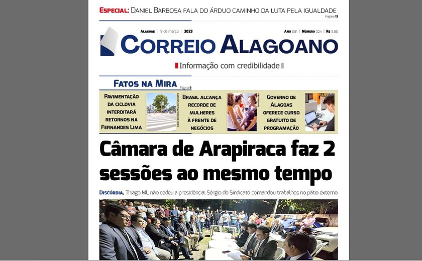 Câmara de Arapiraca faz 2 sessões ao mesmo tempo