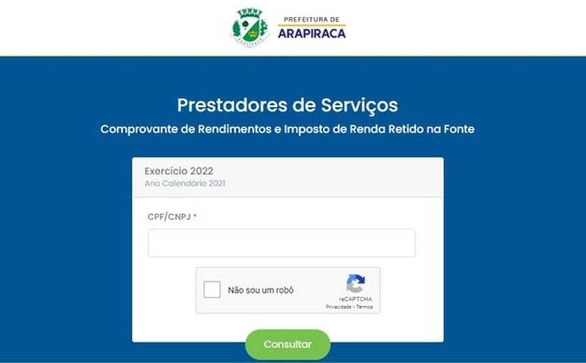 Comprovantes de rendimentos para o Imposto de Renda já estão disponíveis no Portal do Servidor de Arapiraca