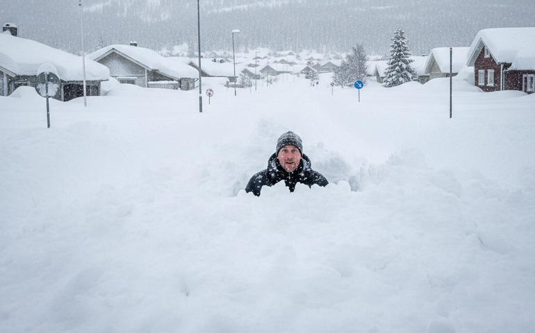 Tempestade provoca quase dois metros de neve em regiões da Suécia