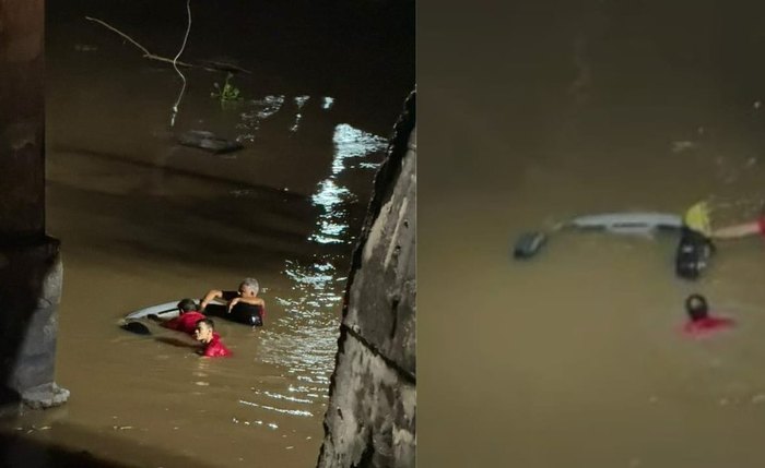 Trio arromba lotérica em Alagoas e carro cai em rio durante fuga