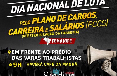 Sindjus-AL realizará ato público nacional pelo envio do projeto de reestruturação da carreira nesta quinta (20)