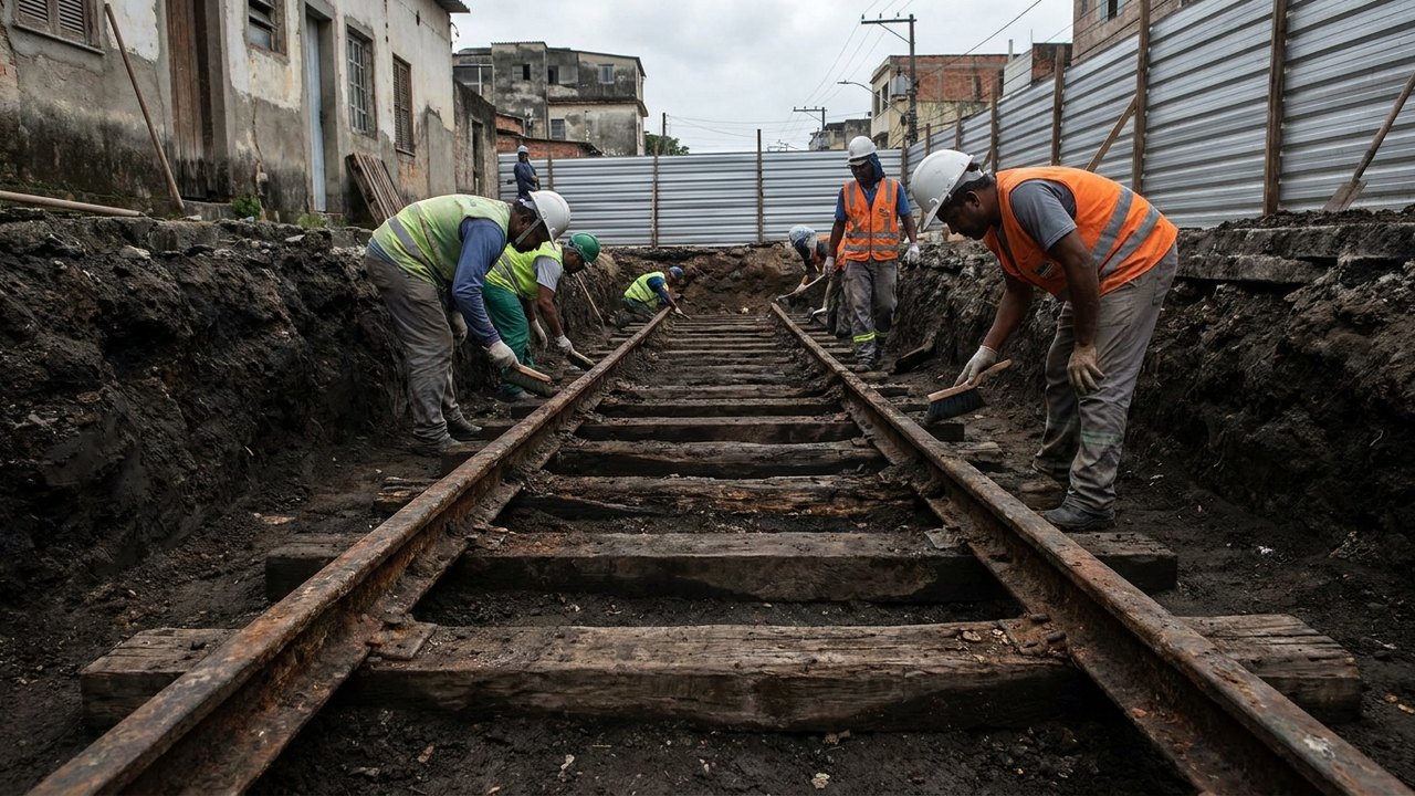 Trilhos enterrados na Vila Militar podem reescrever história da escravidão e das primeiras ferrovias do Brasil