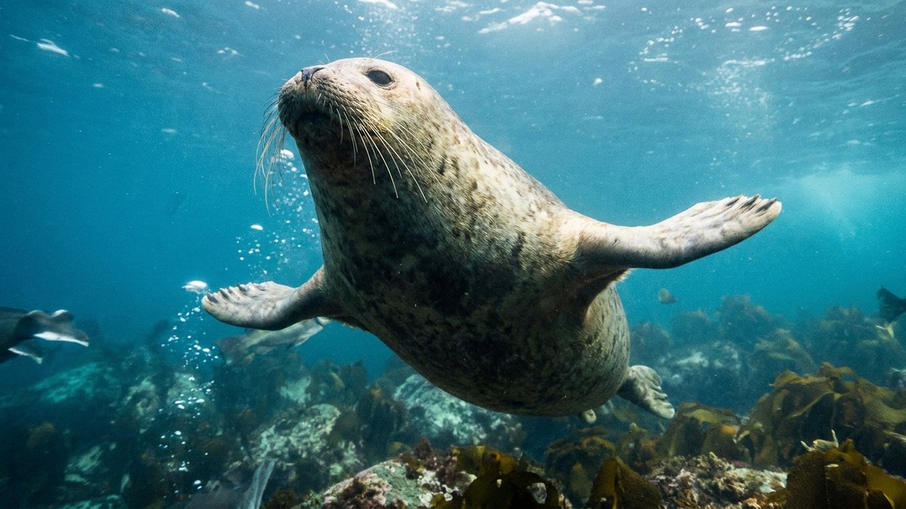 Foca-barbuda surpreende ao 'treinar' movimentos que lembram um voo