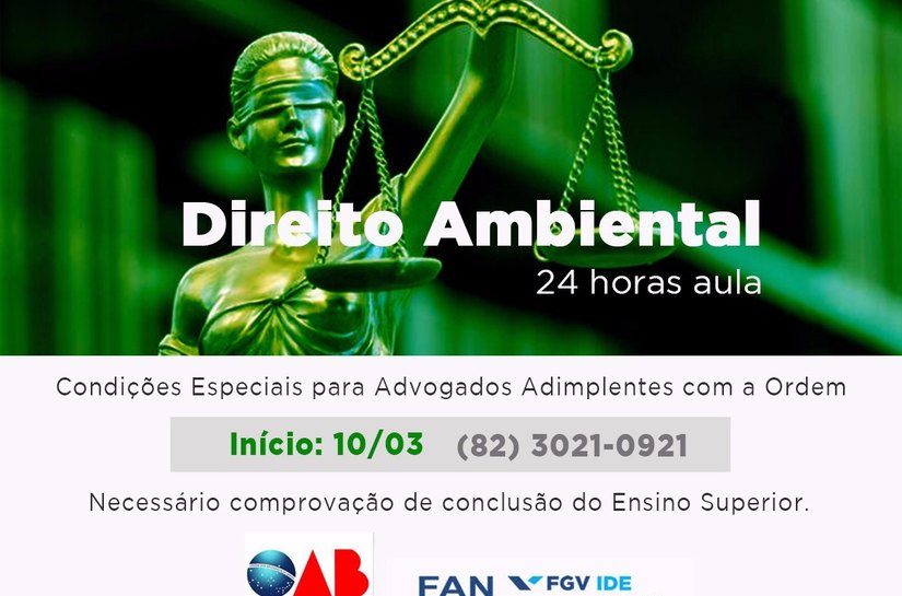 Inscrições para curso de Direito Ambiental estão abertas na ESA
