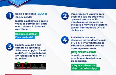 Dicom ilustra guia prático sobre audiência virtual na Comarca de Mata Grande