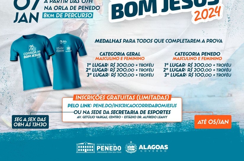 Corrida do Bom Jesus em Penedo abre inscrição on-line e presencial na Secretaria de Esportes
