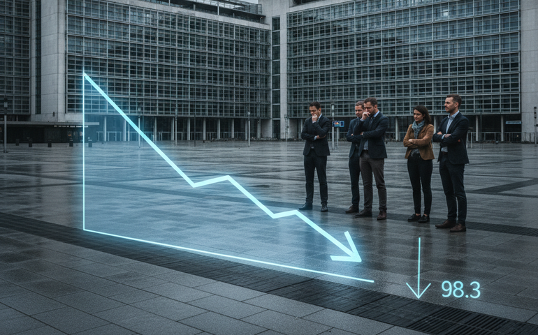 Índice de sentimento econômico da zona do euro recua para 98,3 pontos em fevereiro