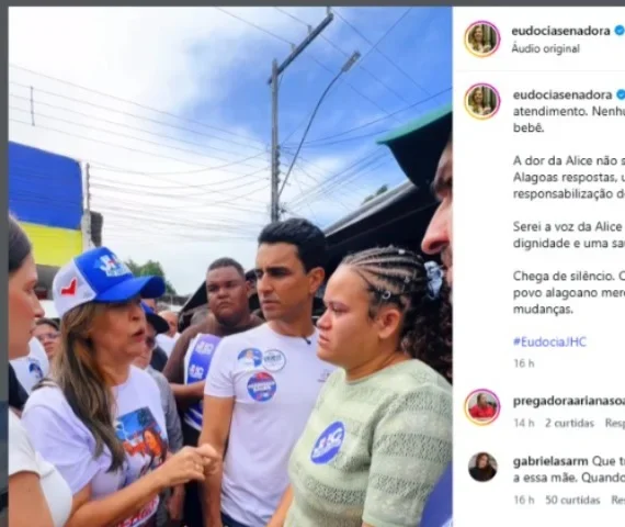 Com 0,8% na pesquisa, Eudócia JHC, mulher de João Caldas, ataca hospital para atingir gestão de Luciano Barbosa e Dantas