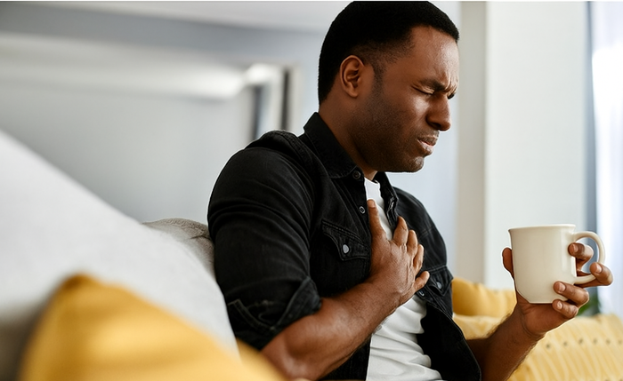 Ilustração de homem com problemas no coração