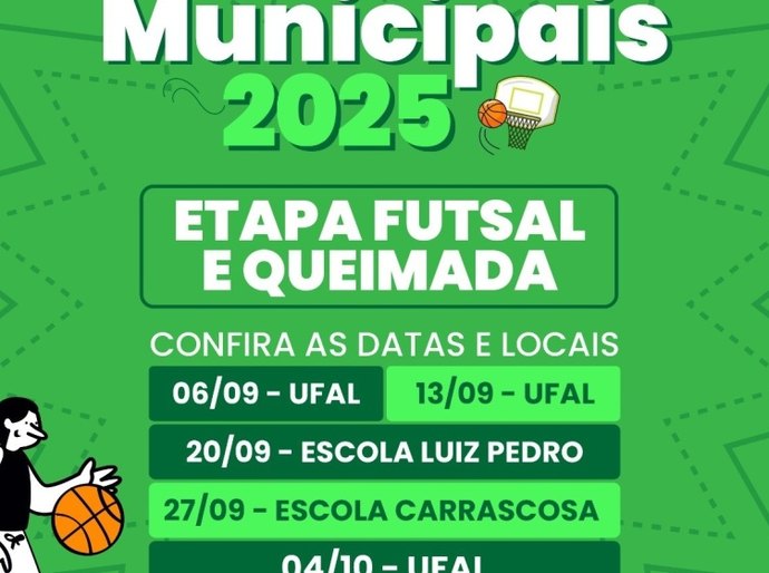 Jogos Municipais Escolares de 2025 começam no sábado, com futsal e queimada