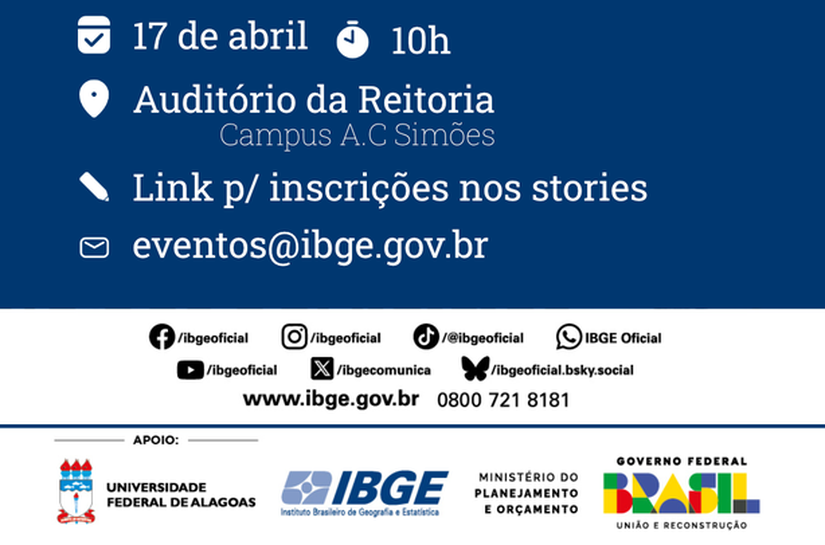 IBGE fará lançamento na Ufal de dados inéditos do último Censo Demográfico