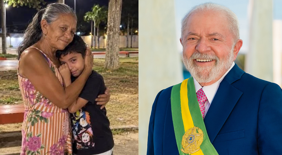 O pequeno Matheus, de 9 anos e sua avó Inês de Maria do Nascimento moram em Caucaia, na Região Metropolitana de Fortaleza (CE) / Foto: Reprodução