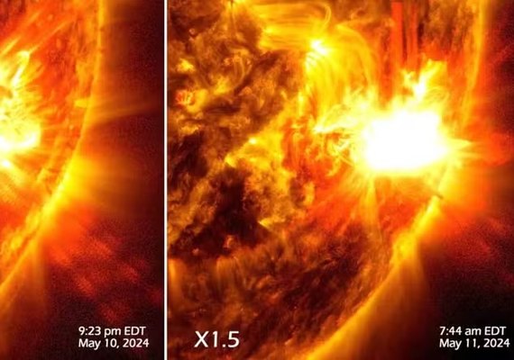 Nasa divulga imagem de explosão solar que coloriu o céu com auroras boreais ao redor do mundo