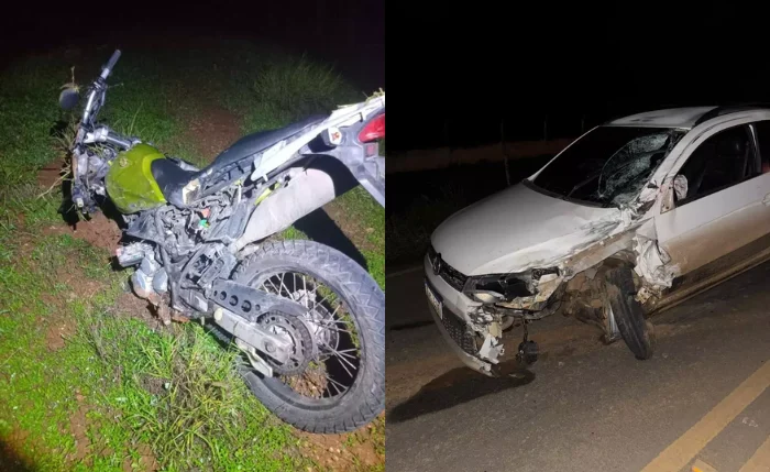 Moto que o policial militar pilotava ficou destruída Moto que o policial militar pilotava ficou destruída