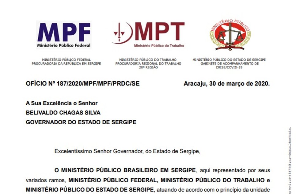 MPS RECOMENDAM ESTADO COVID / Foto: Print documento