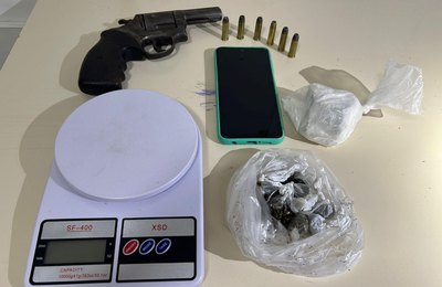 Rotam prende suspeito de tráfico e apreende arma de fogo no Conjunto Colibri
