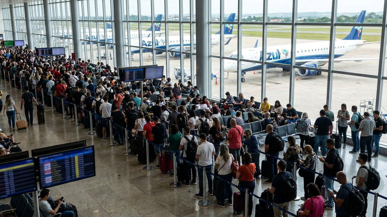 Azul informa que falha no GPS da Embraer causou cancelamento de mais de 80 voos, afetando 8 mil passageiros