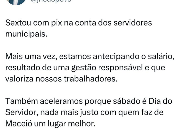 Prefeito JHC anuncia antecipação do salário dos servidores para sexta (27)