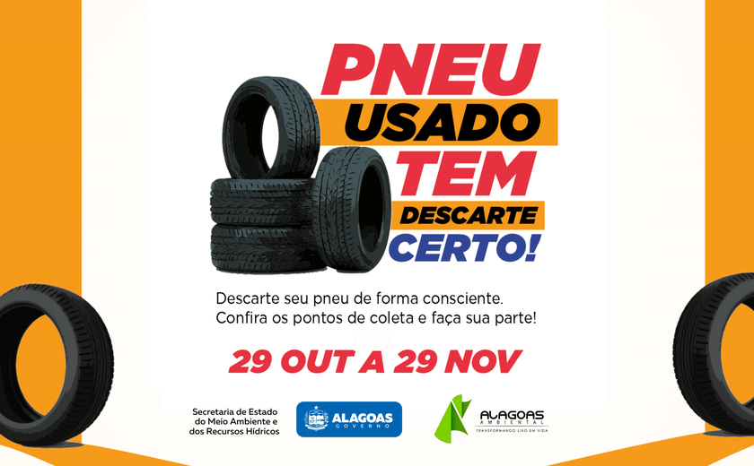 Campanha “Pneu usado tem descarte certo” tem início no próximo dia 29