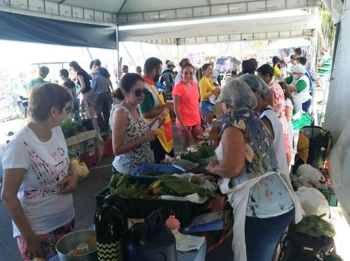 Produtos orgânicos são comercializados na Rua Fechada neste domingo (10)