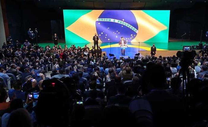 Evento de filiação do ex-juiz Sergio Moro ao Podemos, em Brasília