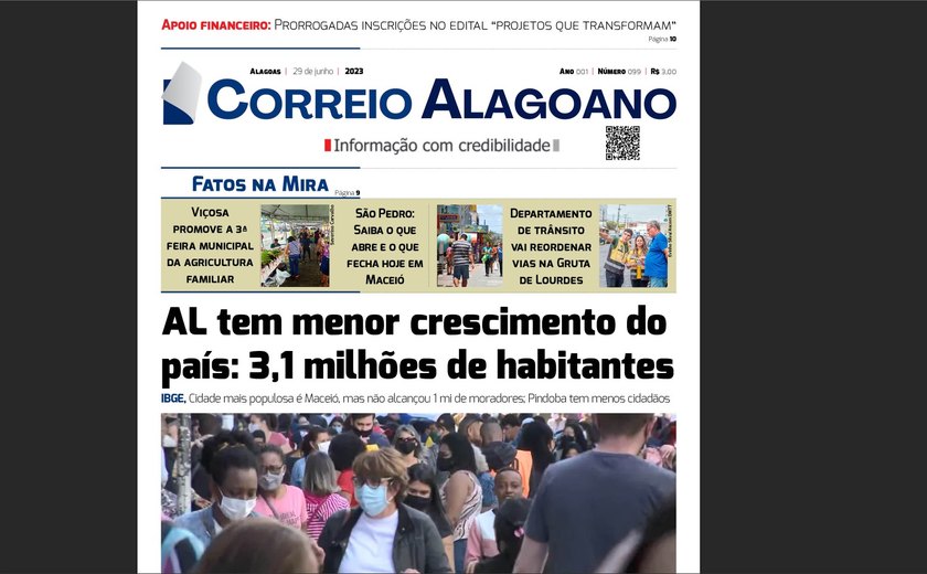 AL tem menor crescimento do país: 3,1 milhões de habitantes