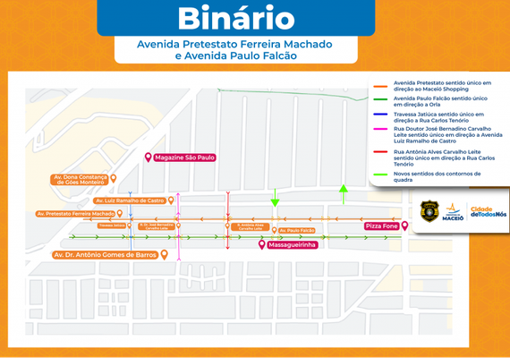 Avenidas Pretestato Ferreira Machado e Paulo Falcão na Jatiúca terão sentido único