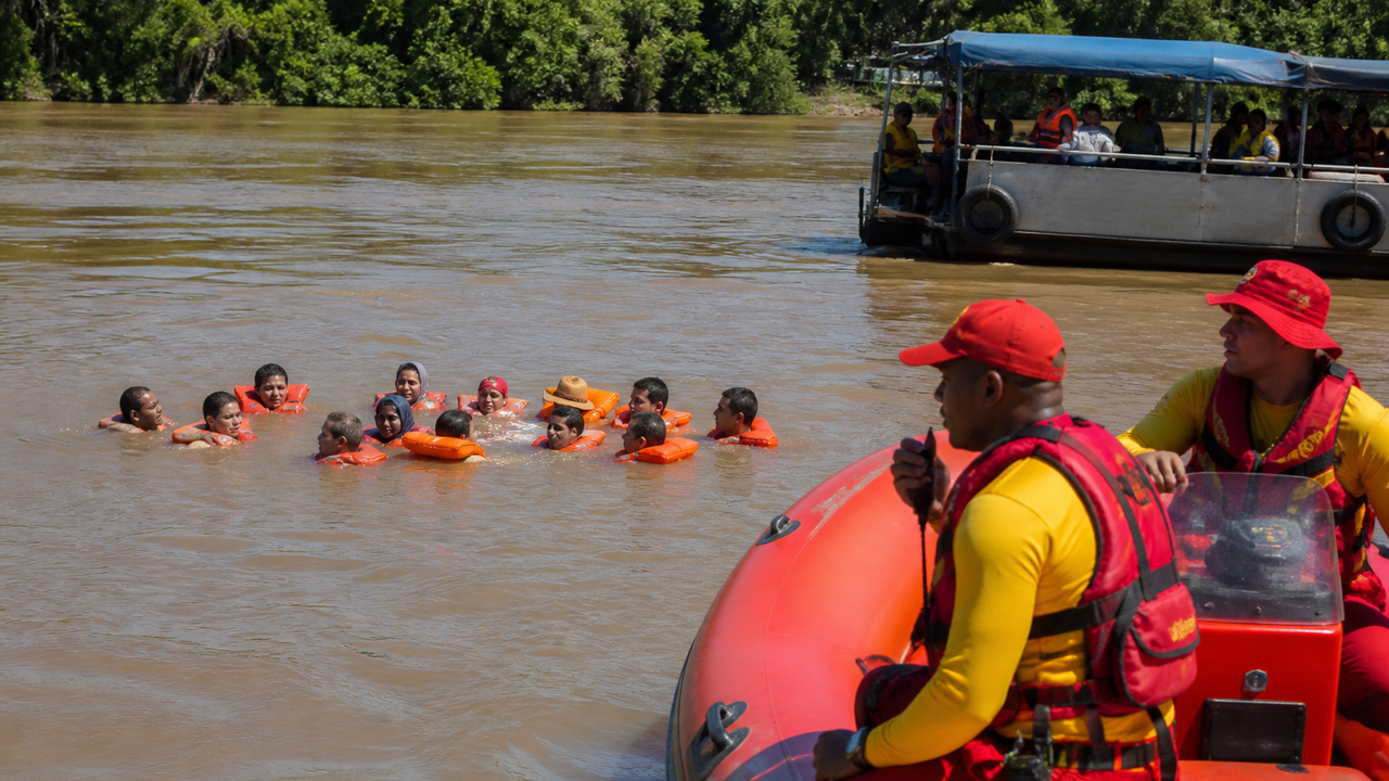 Grupo de 20 pessoas fica à deriva no Rio e é resgatado pelos bombeiros