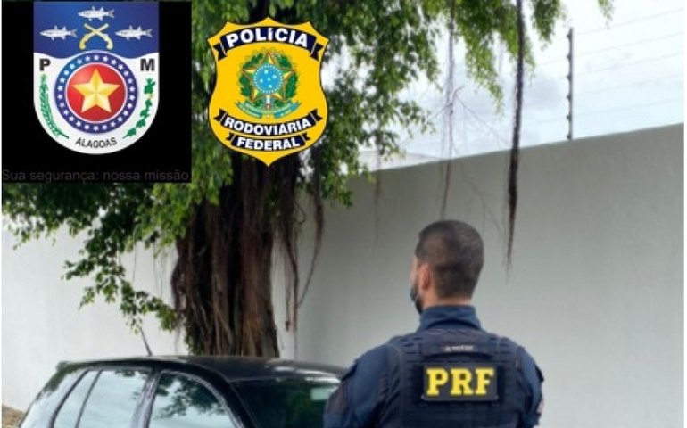 PRF e PM, em ação conjunta, recuperam carro roubado na Gruta de Lourdes em Maceió