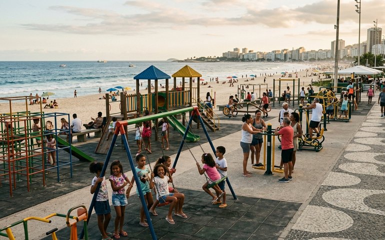 Área de lazer na orla de Copacabana, a primeira do Rio, faz 50 anos; hoje, são mais de 1.200 em toda a cidade