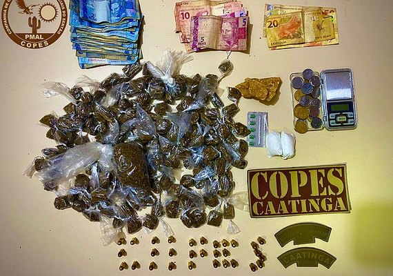 PM prende homem e apreende maconha, crack e cocaína em Santana do Ipanema