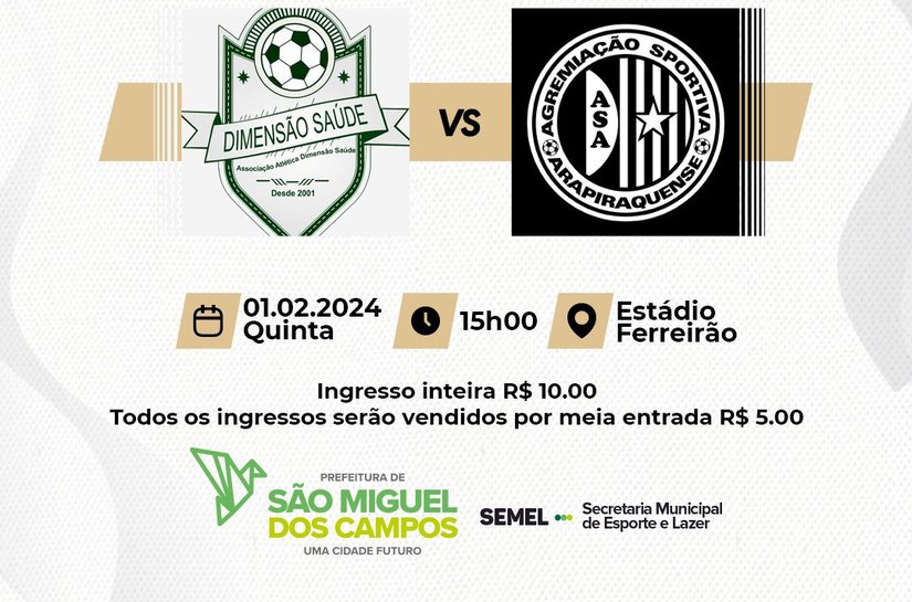São Miguel dos Campos receberá jogo da Copa Alagoas nesta quinta, 1°