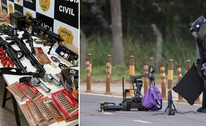 Arsenal com armas e munições com o suspeito de deixar um artefato explosivo perto do aeroporto de Brasília