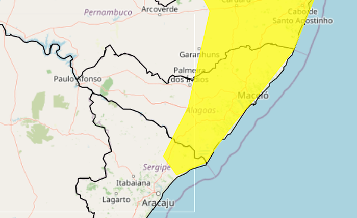 Chuva forte em 70 cidades de alagoas; veja a lista completa do Inmet
