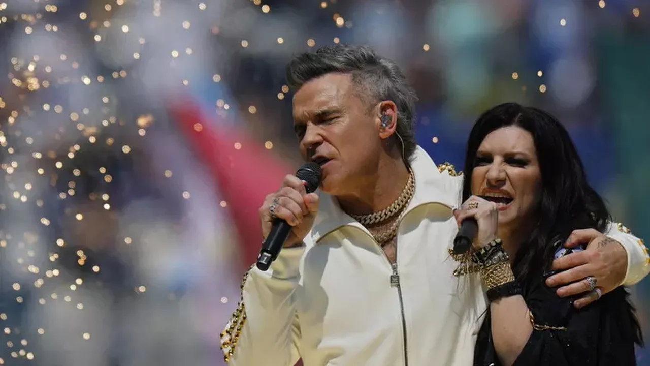 Laura Pausini e Robbie Williams cantarão juntos em final da Copa do Mundo