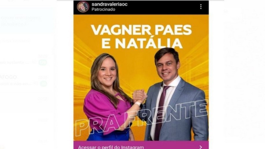 Vagner e Natália negam patrocínio de postagem