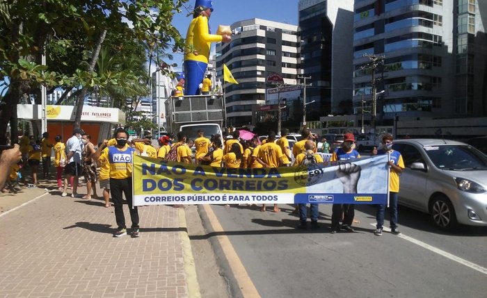 Protesto dos funcionários dos Correios em Maceió nesta quinta-feira, dia 29 de julho
