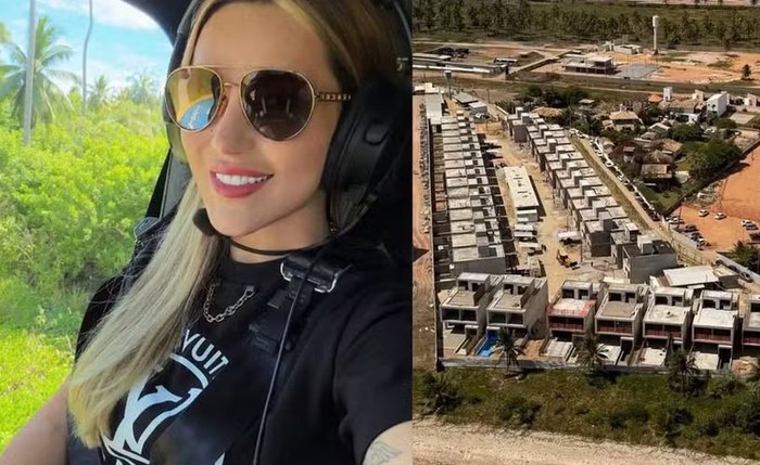 Imagem aérea mostra o andamento das obras do condomínio no litoral de Alagoas