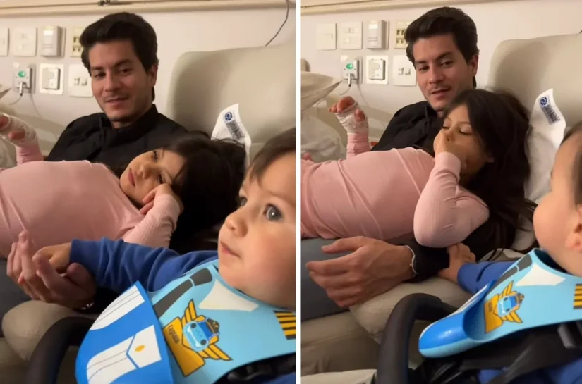 Arthur Aguiar se emociona ao visitar filha após cirurgia