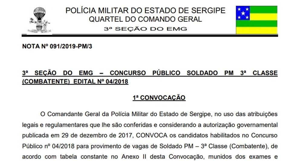 CONVOCAÇÃO SOLDADO PM