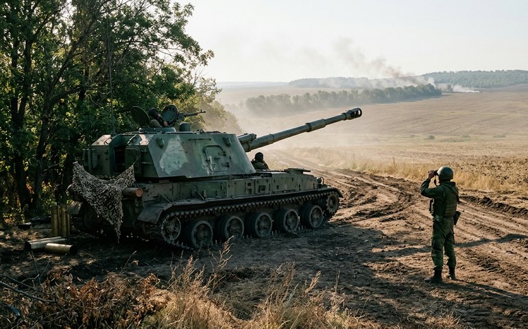 Obuseiros autopropulsados Akatsiya russos dispersam forças inimigas em Zaporozhie