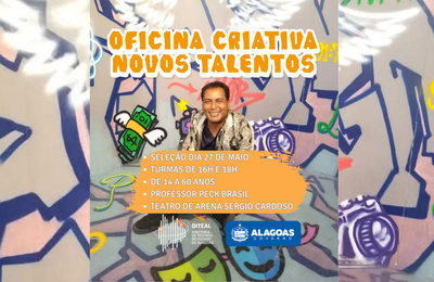 Diteal abre seleção para Oficina Criativa de Novos Talentos no Teatro de Arena Sérgio Cardoso