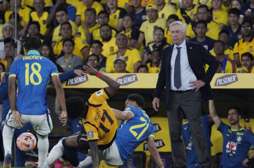 Brasil joga mal e fica no 0 a 0 com o Equador na estreia de Ancelotti