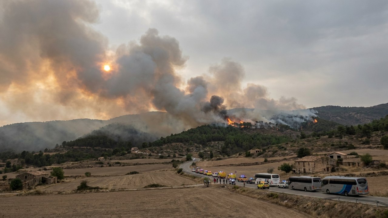 Incêndio fora de controle consome 133 hectares e força evacuação na Espanha
