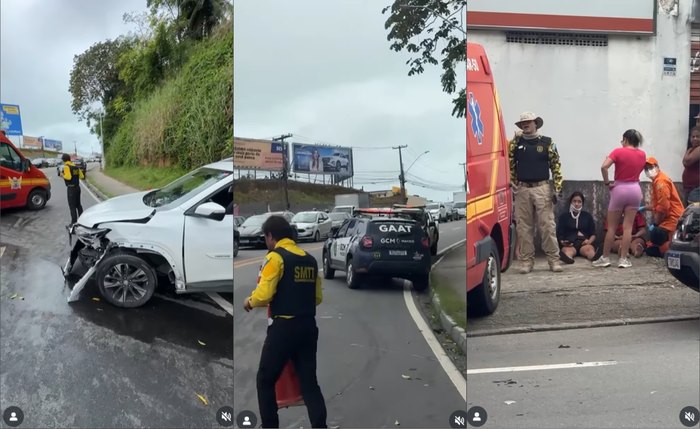 Colisão entre dois carros na Leste Oeste deixa três pessoas feridas